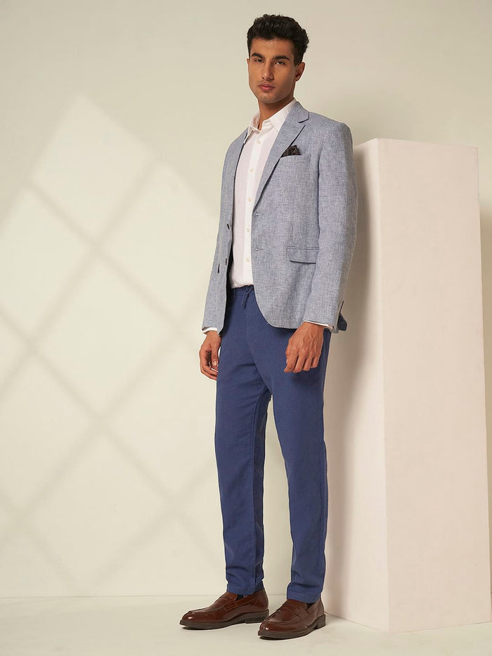 Blue Organic Cotton Slim Fit Pants