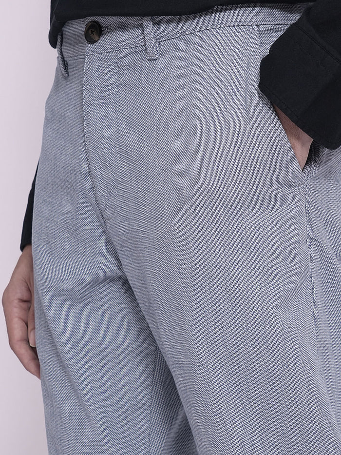 Blue Organic Cotton Structured Pants