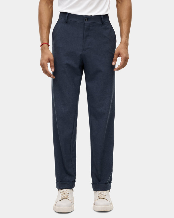 Blue Solid Trouser - Tony