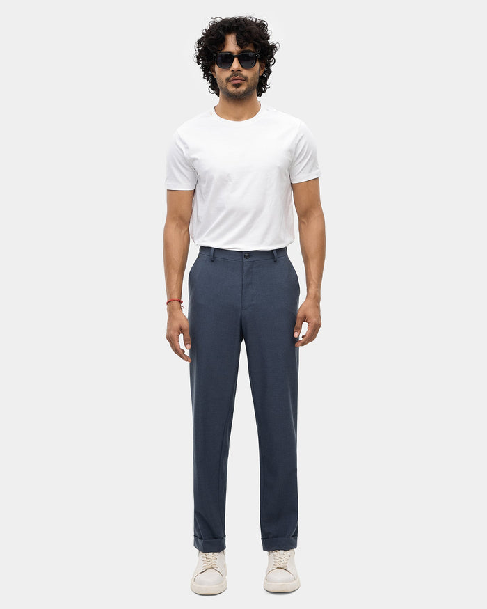 Blue Solid Trouser - Tony