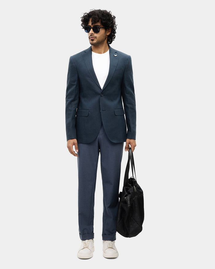 Blue Solid Trouser - Tony