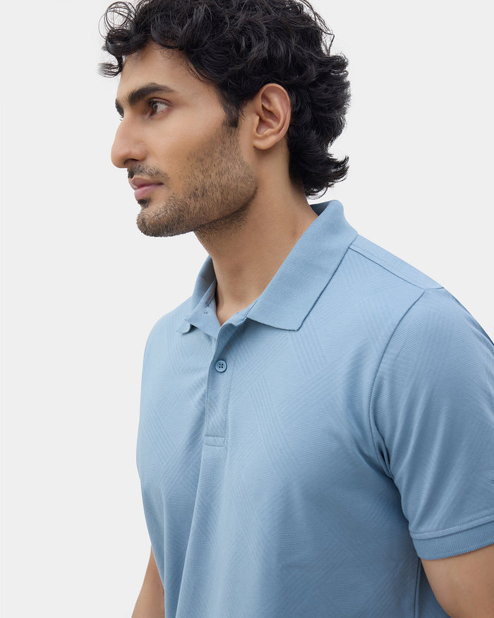 Blue Textured Polo - Lina