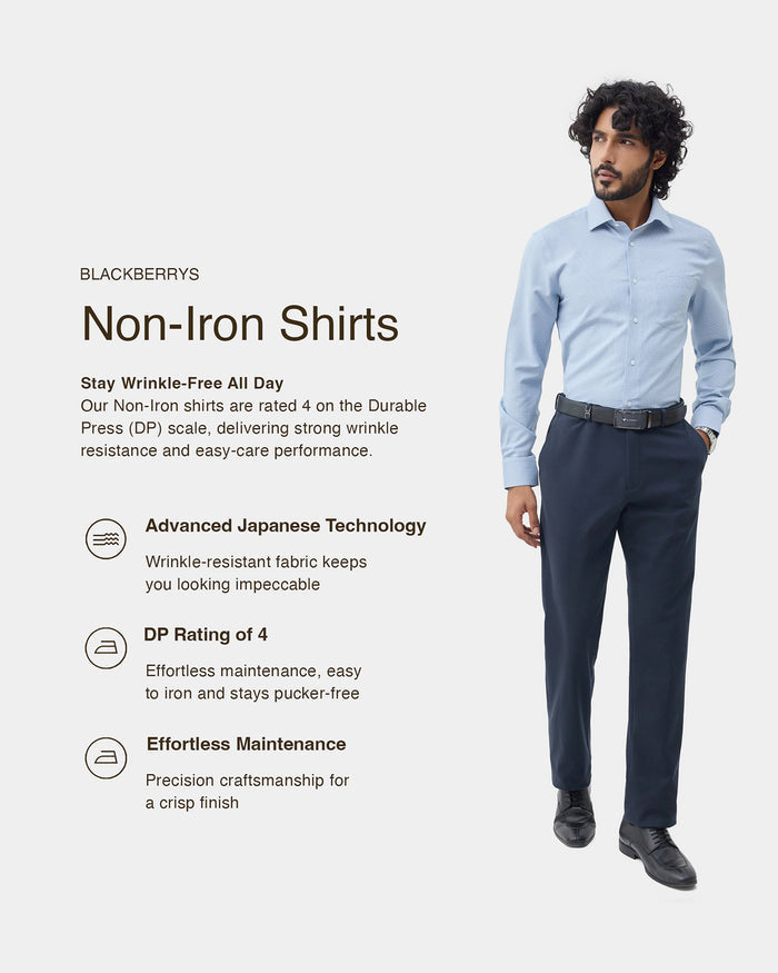 Blue Unwrinkle Textured Shirt - Russel E