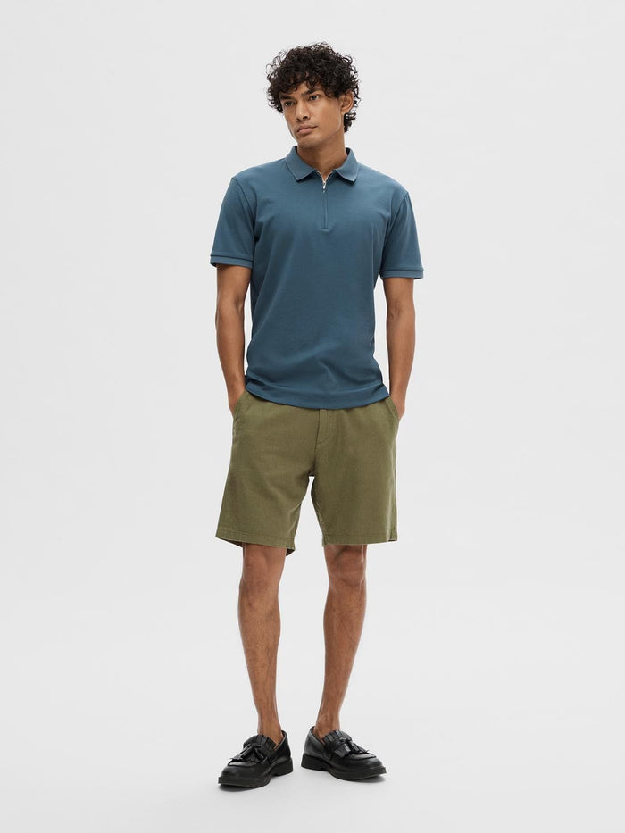 Blue Zip-Up Polo T-shirt