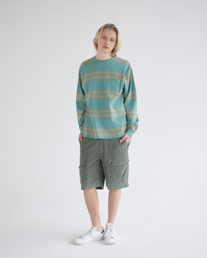 Bold Stripe L/S Tee Dusty Green