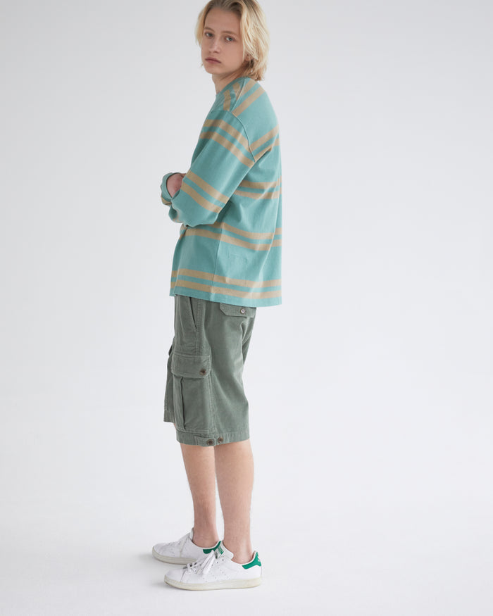 Bold Stripe L/S Tee Dusty Green