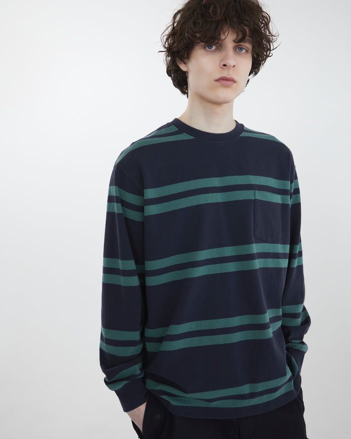 Bold Stripe L/S Tee Navy