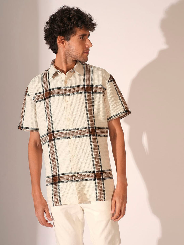 Brown Check Cotton Shirt