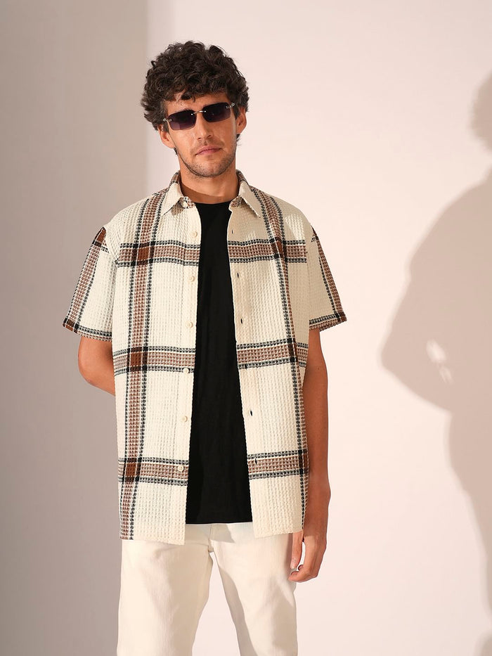 Brown Check Cotton Shirt