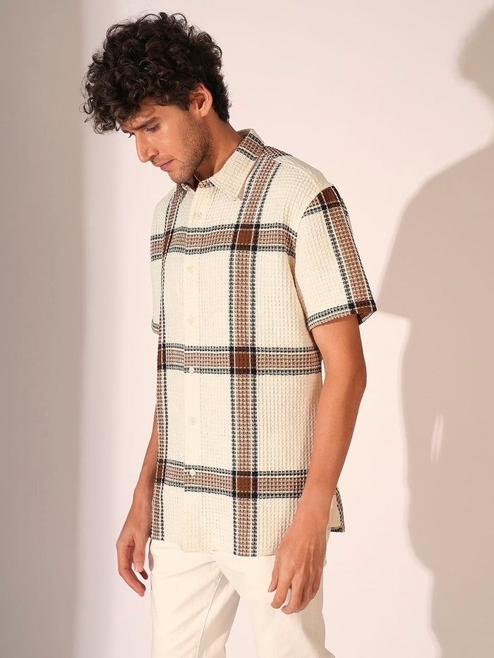 Brown Check Cotton Shirt
