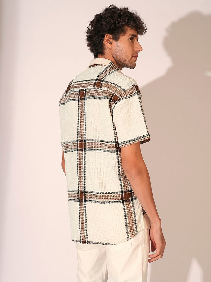 Brown Check Cotton Shirt