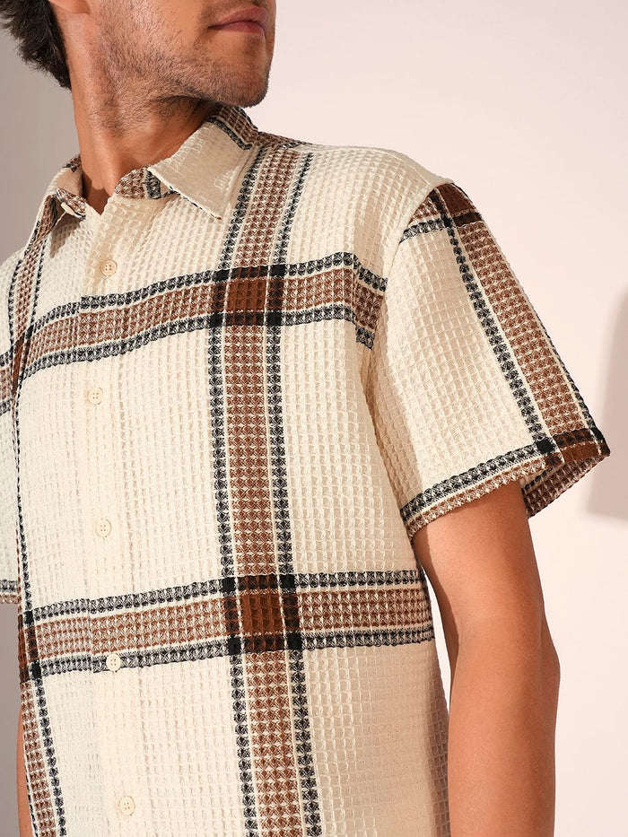 Brown Check Cotton Shirt