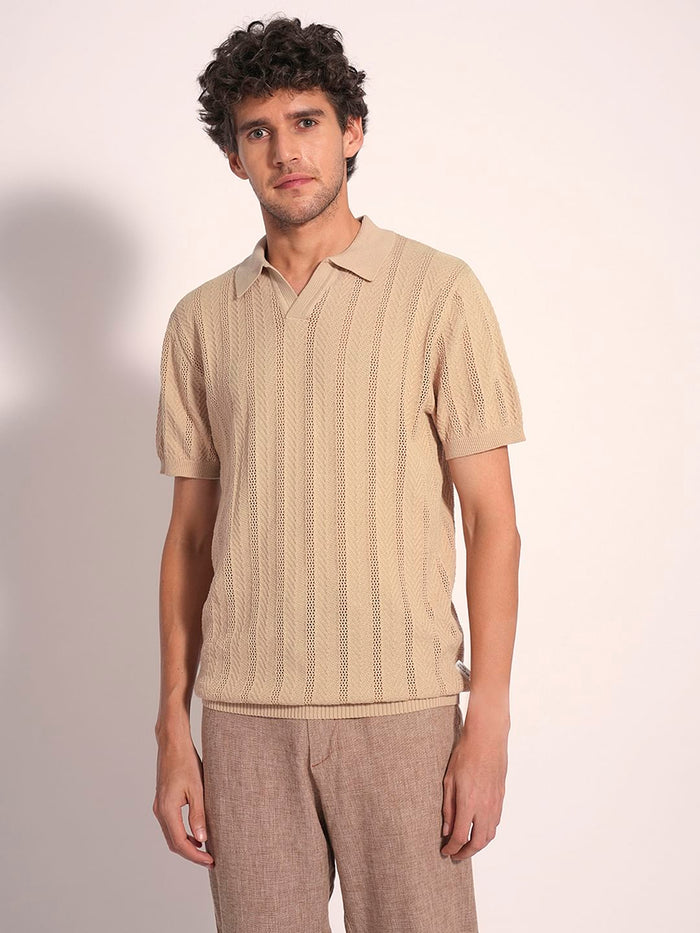 Brown Cotton Knit Polo