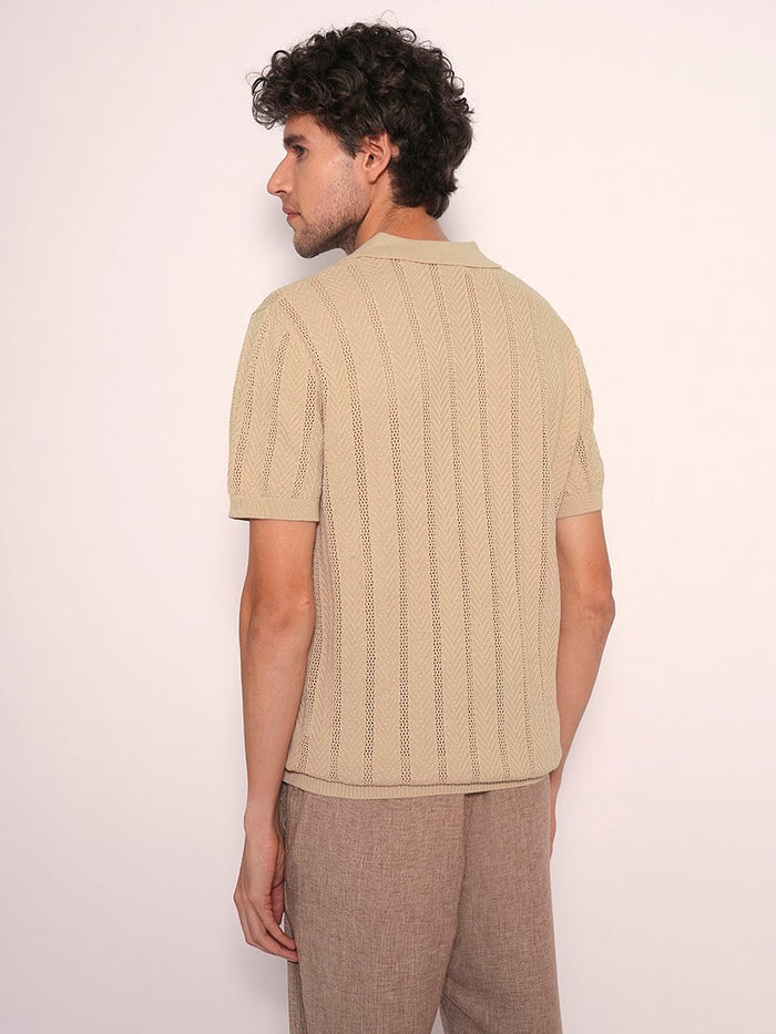 Brown Cotton Knit Polo
