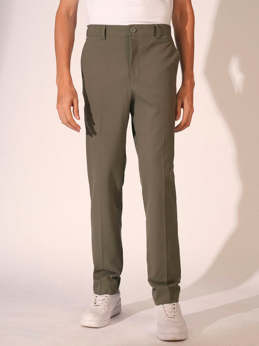 Brown Mid Rise Slim Fit Trousers