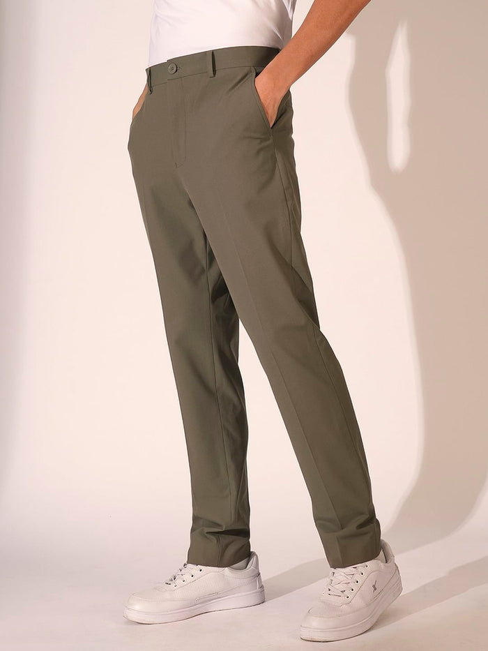 Brown Mid Rise Slim Fit Trousers