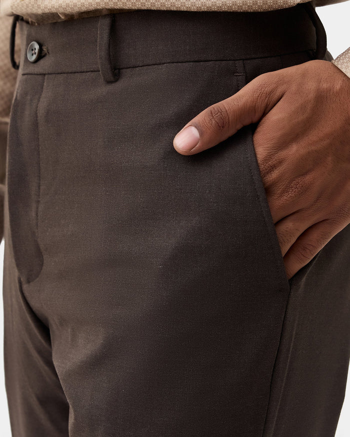 Brown Solid Trouser - Donny
