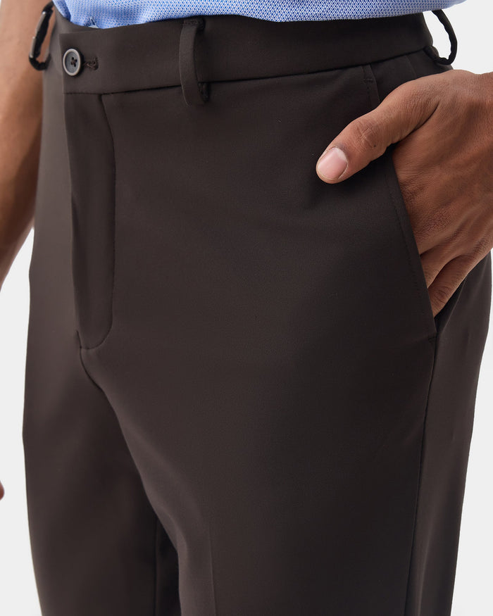 Brown Solid Trouser - Oak
