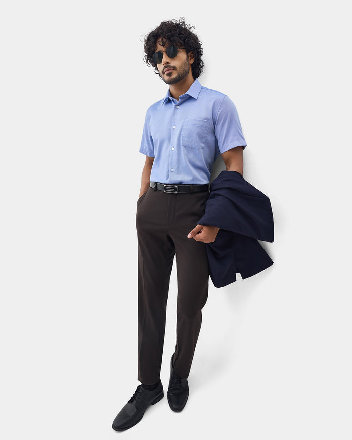 Brown Solid Trouser - Oak