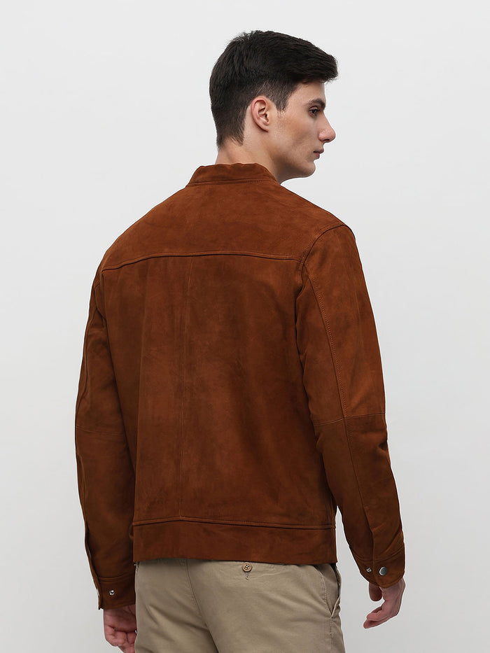 Brown Suede Bomber Jacket