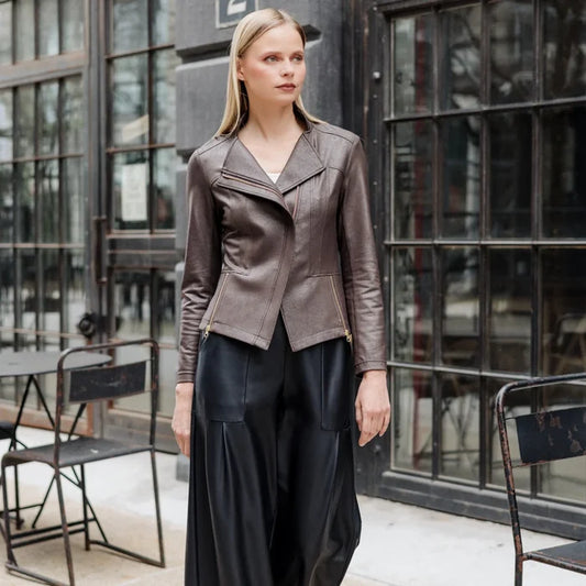 Brown Vegan Leather Jacket Jackets JK161-BROWN-LF