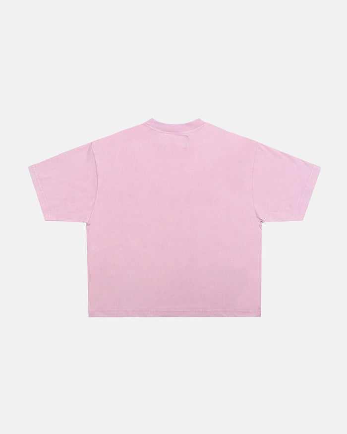 CAMPUS TEE PINK - pink graphic print tee, back view - Cold Culture