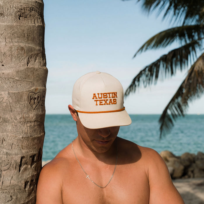 Cap - Austin Texas - Cream & Orange