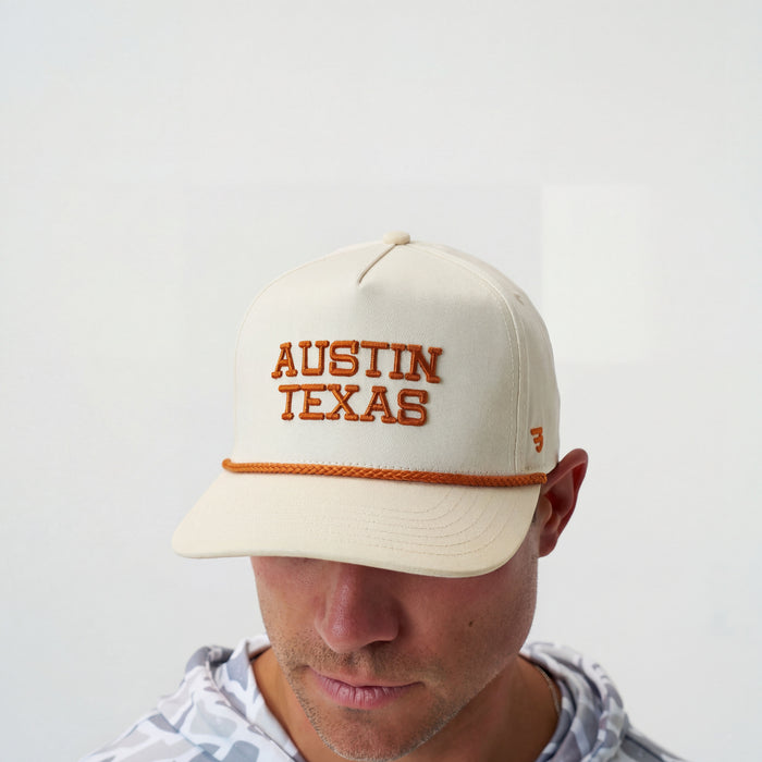 Cap - Austin Texas - Cream & Orange