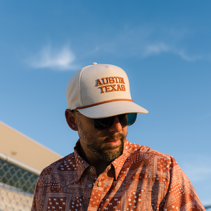 Cap - Austin Texas - Cream & Orange