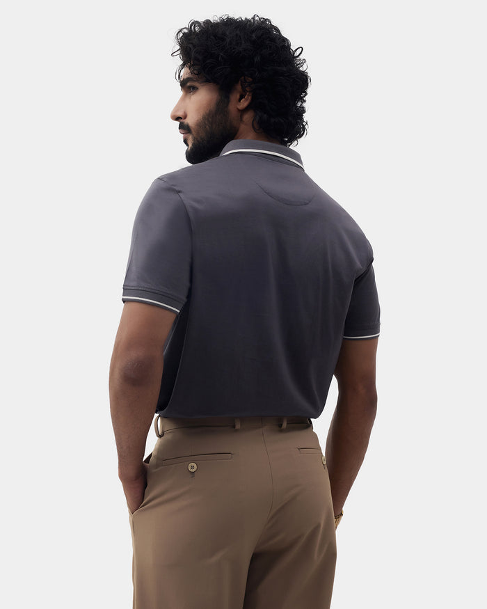 Charcoal Grey Solid Polo - Ae Ryun