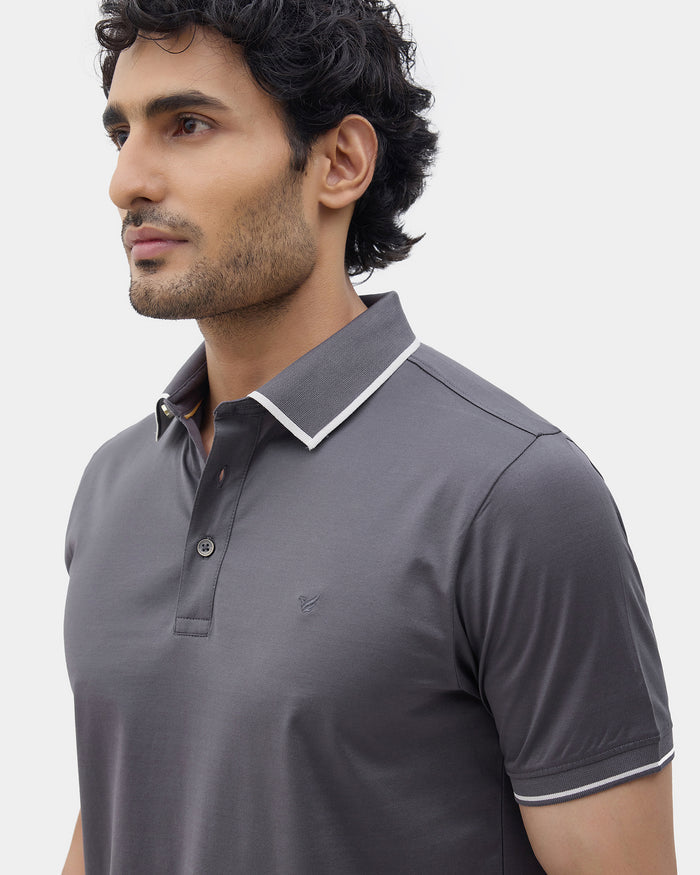 Charcoal Grey Solid Polo - Ae Ryun