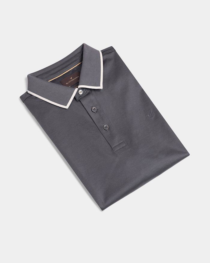 Charcoal Grey Solid Polo - Ae Ryun