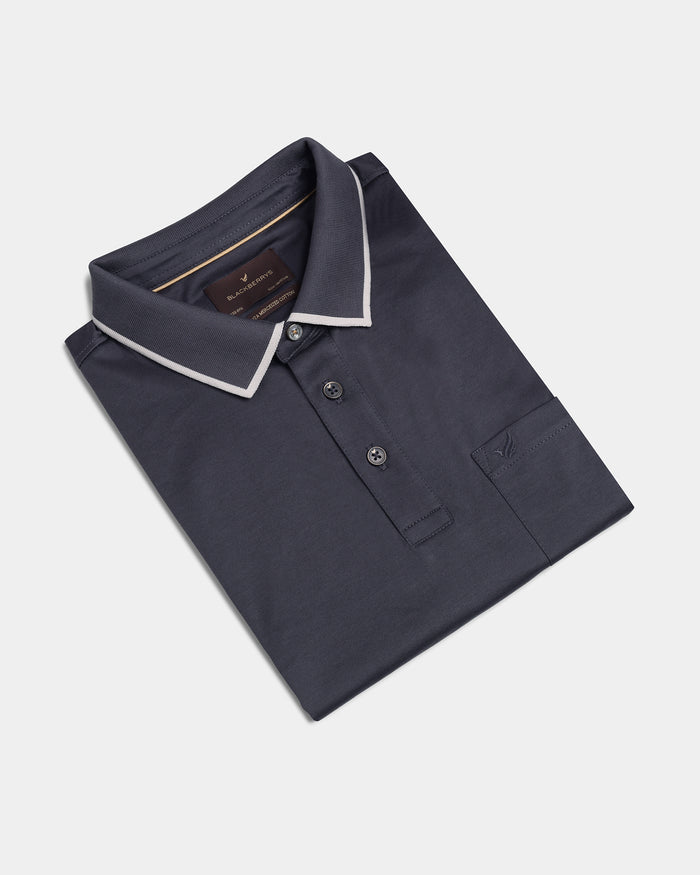 Charcoal Grey Solid Polo - Ae Ryun