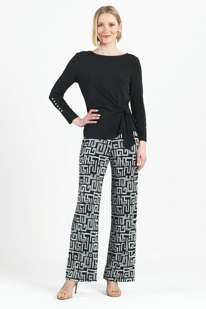 Clara Sunwoo Black Pearl Cuff Side Tie Waist Top