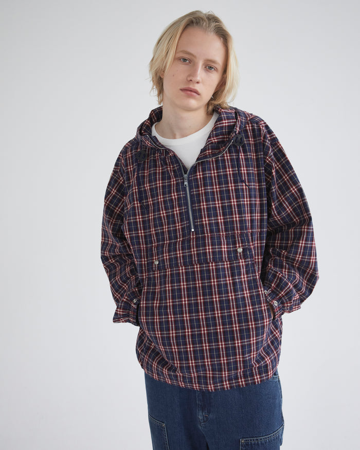 Cotton Plaid Anorak Red