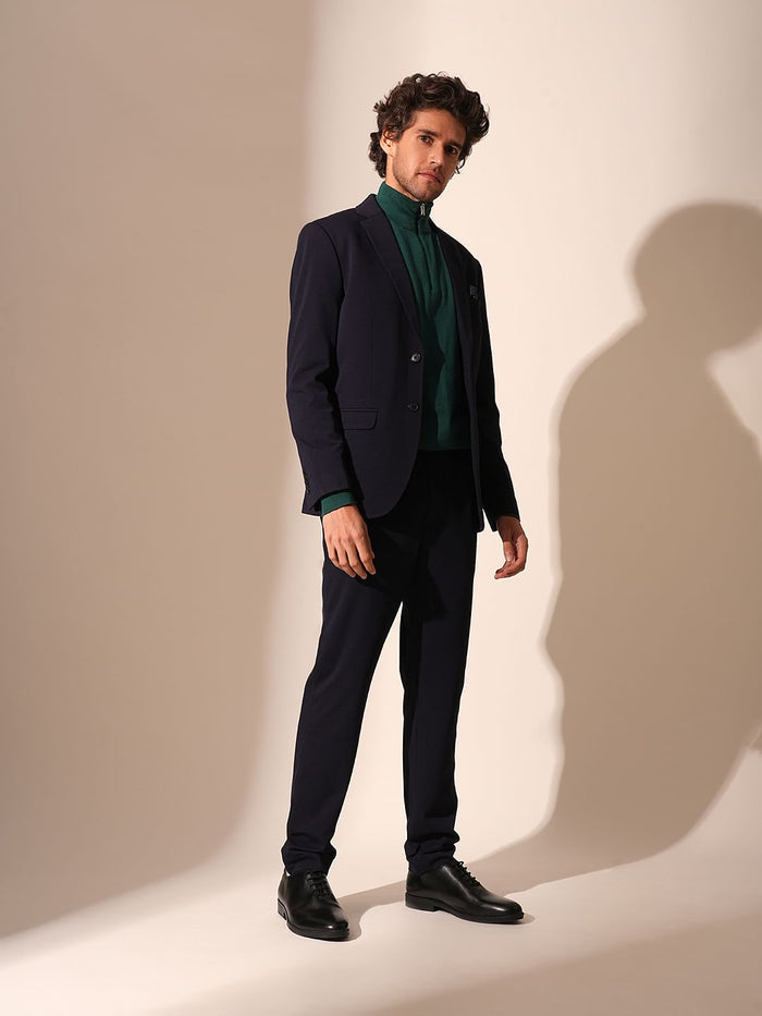 Dark Blue Jersey Slim Fit Trousers