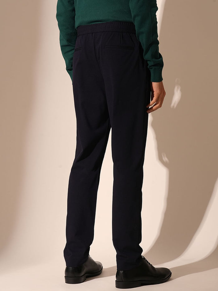 Dark Blue Jersey Slim Fit Trousers