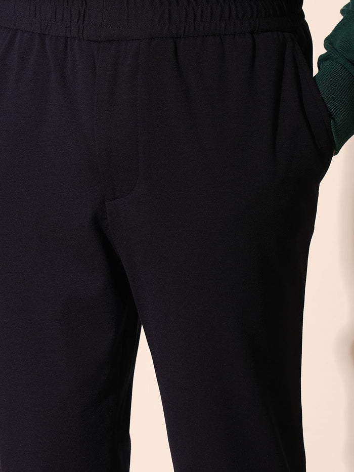 Dark Blue Jersey Slim Fit Trousers