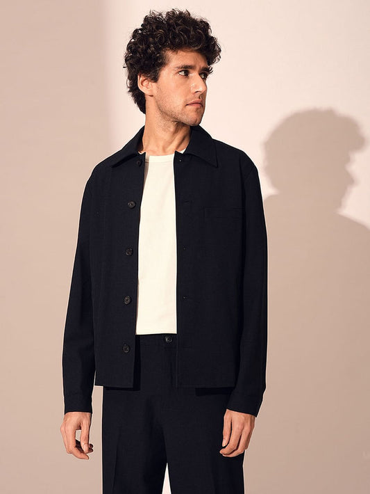Dark Blue Regular Fit Hybrid Blazer