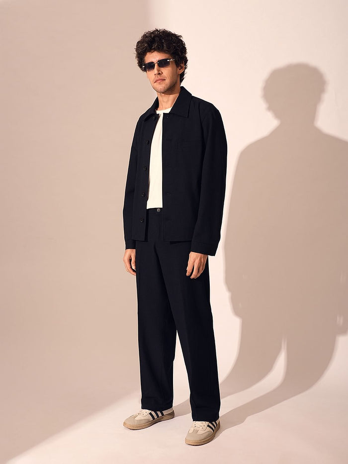 Dark Blue Regular Fit Hybrid Blazer