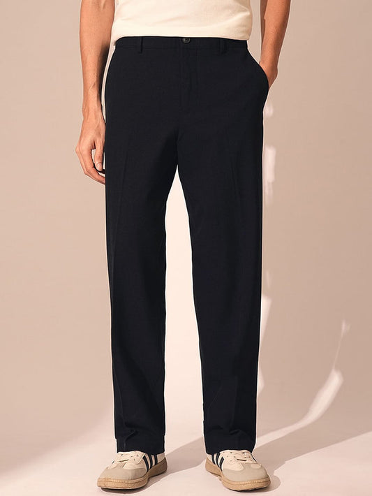 Dark Blue Relaxed Fit Tailored Trousers