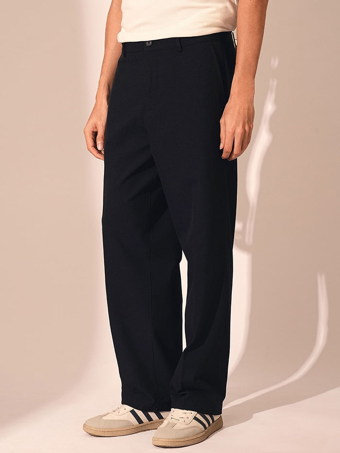 Dark Blue Relaxed Fit Tailored Trousers