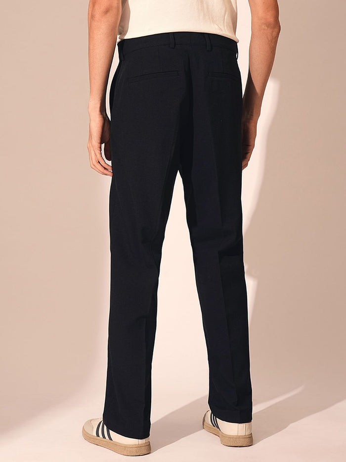 Dark Blue Relaxed Fit Tailored Trousers