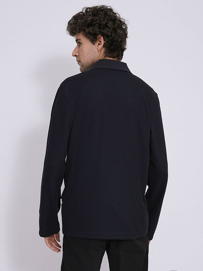 Dark Blue Split Neck Polo