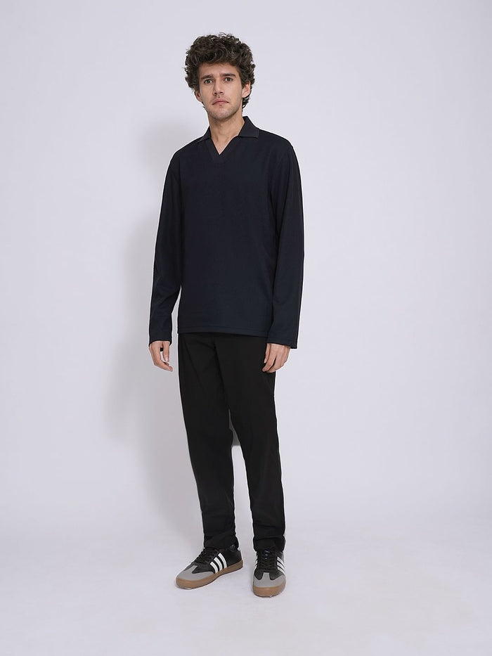 Dark Blue Split Neck Polo