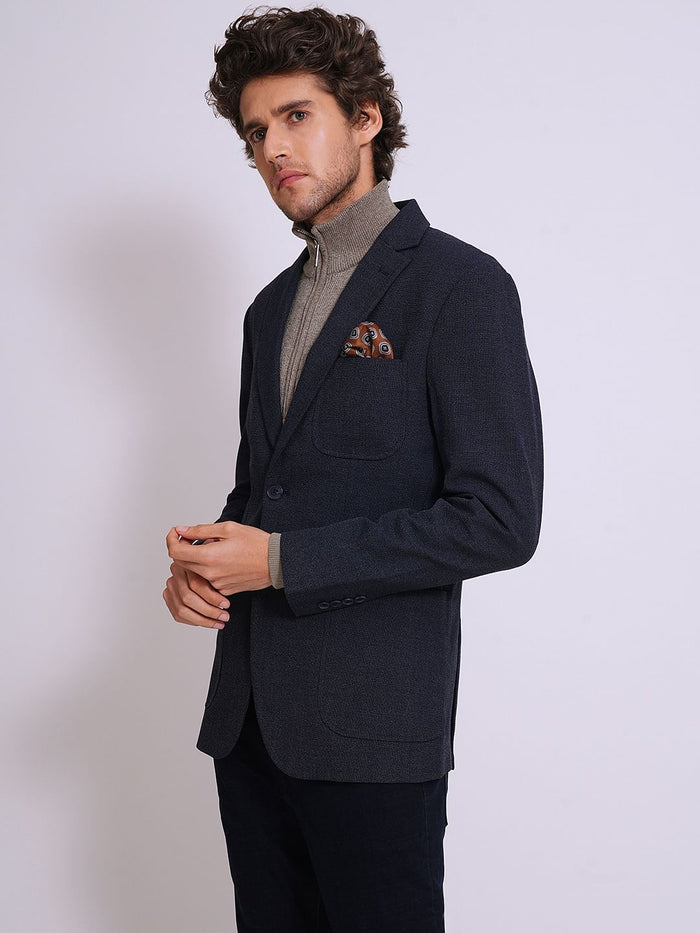 Dark Blue Structured Tailored Blazer