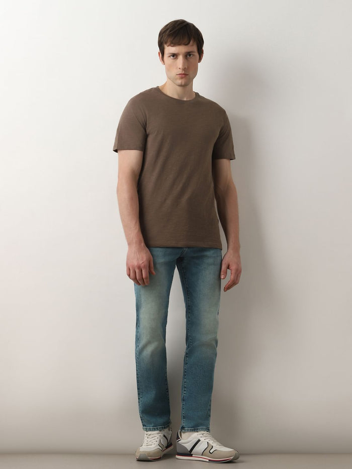 Dark Brown Organic Cotton Crew Neck T-shirt
