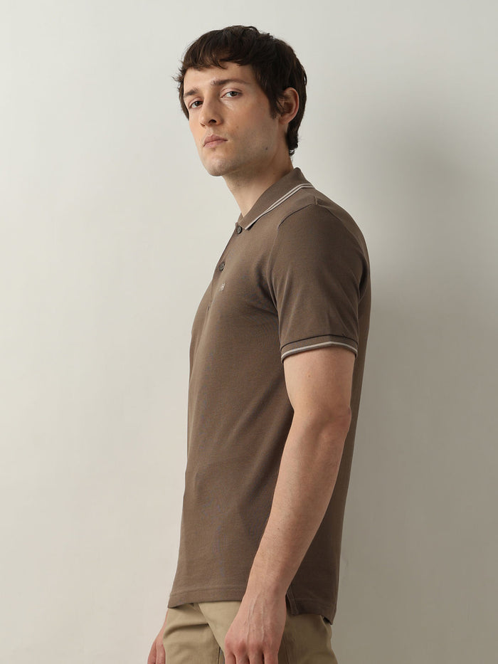 Dark Brown Organic Cotton Polo T-shirt