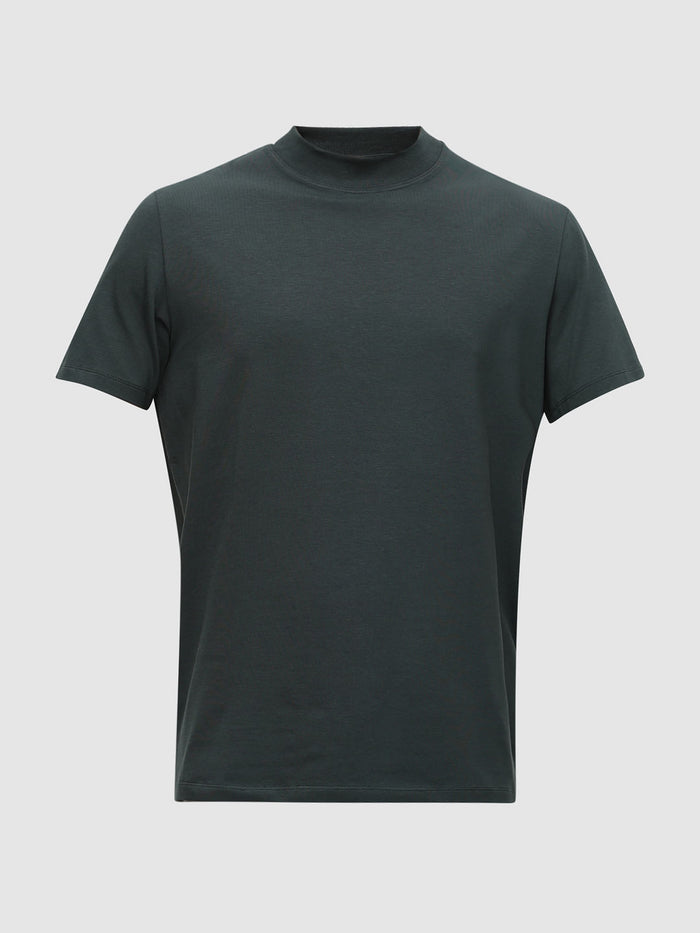 Dark Green Solid Crew Neck T-shirt
