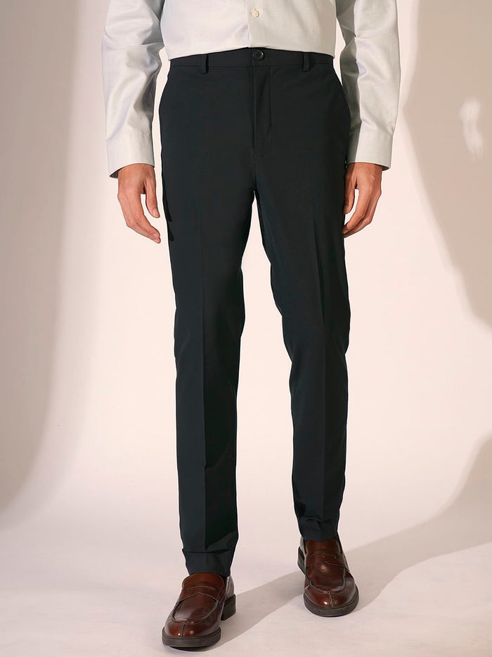 Dark Grey Mid Rise Slim Fit Trousers